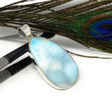 Larimar Pendant, Gemstone Pendant, Bohemian Jewelry, Sterling Silver Pendant, Natural Gemstone Pendant, 53.75 X 28.15mm