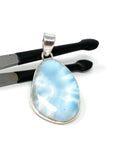 Larimar Pendant, Gemstone Pendant, Bohemian Jewelry, Sterling Silver Pendant, Natural Gemstone Pendant, 43.5 x 23.15mm