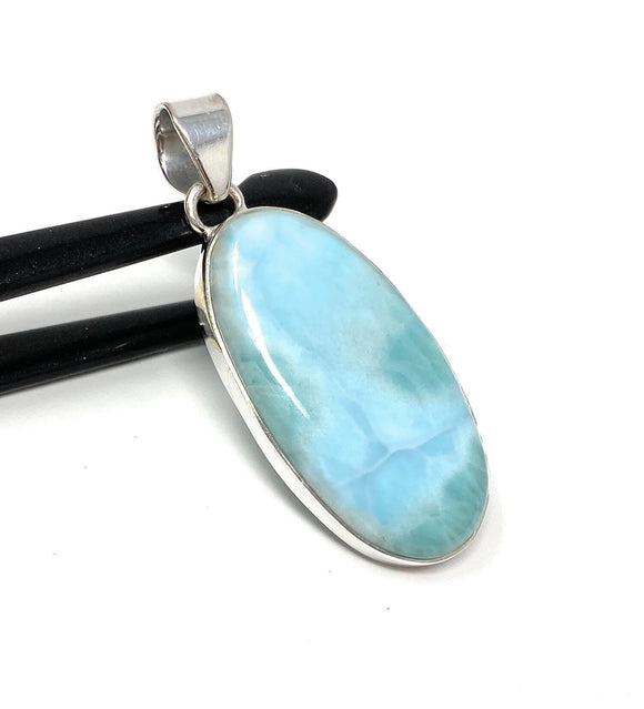 Larimar Pendant, Gemstone Pendant, Sterling Silver Pendant, Bohemian Jewelry, Natural Gemstone Pendant, 48.25 X 19.5mm