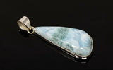 Larimar Pendant, Gemstone Pendant, Bohemian Jewelry, Sterling Silver Pendant, Natural Gemstone Pendant, 55.25mm X 19mm