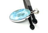 Larimar Pendant, Gemstone Pendant, Sterling Silver Pendant, Bohemian Jewelry, Natural Gemstone Pendant, 49.5mm X 23.5mm