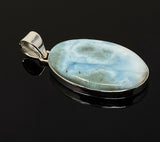 Larimar Pendant, Gemstone Pendant, Sterling Silver Pendant, Bohemian Jewelry, Natural Gemstone Pendant, 49.5mm X 23.5mm