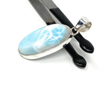 Larimar Pendant, Gemstone Pendant, Sterling Silver Pendant, Bohemian Jewelry, Natural Gemstone Pendant, 47mm X 17mm