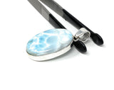 Larimar Pendant, Gemstone Pendant, Sterling Silver Pendant, Bohemian Jewelry, Natural Gemstone Pendant, 44mm X 20mm