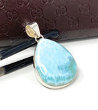 Larimar Pendant, Gemstone Pendant, Bohemian Jewelry, Sterling Silver Pendant, Natural Gemstone Pendant, 46mm X 26.75mm