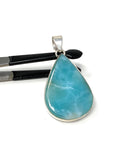 Larimar Pendant, Gemstone Pendant, Bohemian Jewelry, Sterling Silver Pendant, Natural Gemstone Pendant, 51mm X 27.3mm