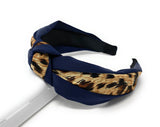 Wide Leopard Print Knotted Headband for Girls, Vintage Style Turban Hairband, 1 Pc