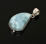 Larimar Pendant, Gemstone Pendant, Bohemian Jewelry, Sterling Silver Pendant, Natural Gemstone Pendant, 43mm X 21mm