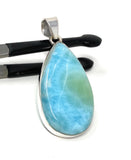 Larimar Pendant, Gemstone Pendant, Bohemian Jewelry, Sterling Silver Pendant, Natural Gemstone Pendant, 52.5mm x 23mm