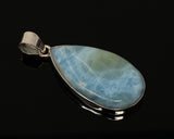 Larimar Pendant, Gemstone Pendant, Bohemian Jewelry, Sterling Silver Pendant, Natural Gemstone Pendant, 52.5mm x 23mm