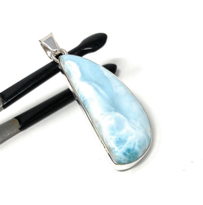 Larimar Pendant, Gemstone Pendant, Bohemian Jewelry, Sterling Silver Pendant, Natural Gemstone Pendant, 57 X 18.75mm