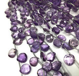Natural Amethyst Gemstone Beads, Amethyst Briolette Beads, Jewelry Supplies for Jewelry Making, Bulk Wholesale Beads, 8" Strand