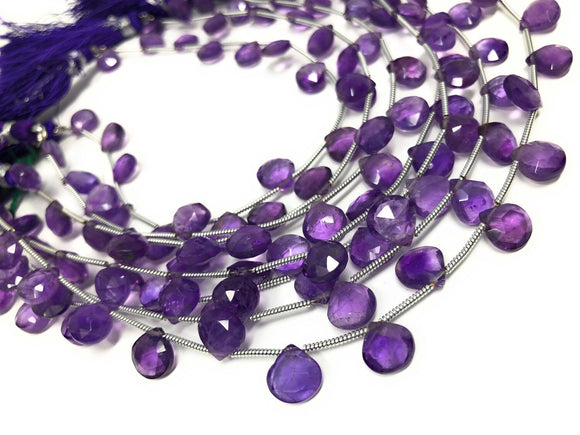 Natural Amethyst Gemstone Beads, Amethyst Briolette Beads, Jewelry Supplies for Jewelry Making, Bulk Wholesale Beads, 8