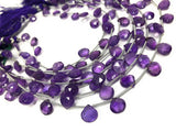 Natural Amethyst Gemstone Beads, Amethyst Briolette Beads, Jewelry Supplies for Jewelry Making, Bulk Wholesale Beads, 8" Strand
