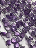 Natural Amethyst Gemstone Beads, Amethyst Briolette Beads, Jewelry Supplies for Jewelry Making, Bulk Wholesale Beads, 8" Strand