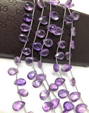 Natural Amethyst Gemstone Beads, Amethyst Briolette Beads, Jewelry Supplies for Jewelry Making, Bulk Wholesale Beads, 8" Strand