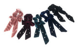 Velvet Bow Hair Scrunchies for Women, Faux Pearl Ponytail Holder Hair Tie for Girls, Solid Color Elastic Headband, Gifts for Girls