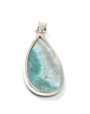 Larimar Pendant, Gemstone Pendant, Bohemian Jewelry, Sterling Silver Pendant, Natural Gemstone Pendant, 48mm x 20mm