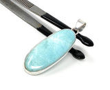 Natural Larimar Pendant, Sterling Silver Gemstone Jewelry, Wholesale DIY Pendants Jewelry Supplies, Gifts for Her, 57mm X 18.5mm