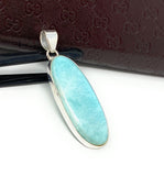 Natural Larimar Pendant, Sterling Silver Gemstone Jewelry, Wholesale DIY Pendants Jewelry Supplies, Gifts for Her, 57mm X 18.5mm