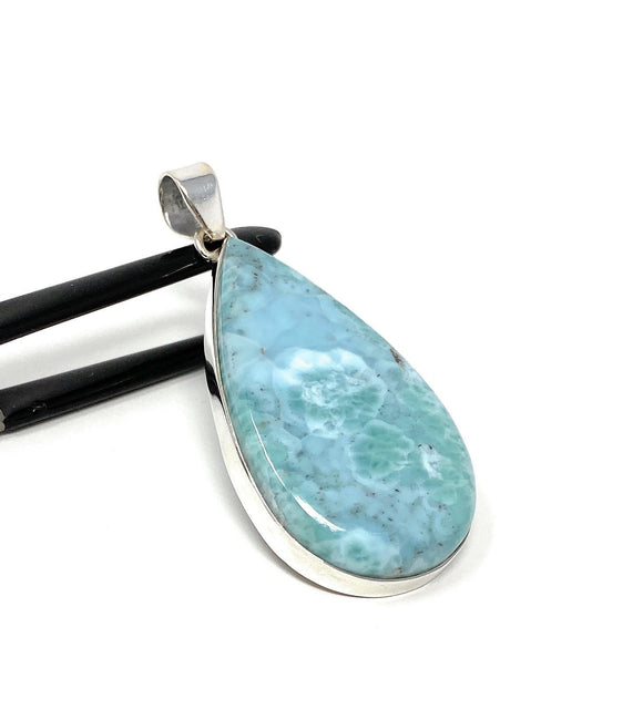 Larimar Pendant, Gemstone Pendant, Bohemian Jewelry, Sterling Silver Pendant, Natural Gemstone Pendant, 62mm x 28.45mm