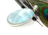 Natural Larimar Pendant, Sterling Silver Gemstone Jewelry, Wholesale DIY Pendants Jewelry Supplies, Gifts for Her, 64mm X 28.15mm