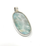 Natural Larimar Pendant, Sterling Silver Gemstone Jewelry, Wholesale DIY Pendants Jewelry Supplies, Gifts for Her, 64mm X 28.15mm
