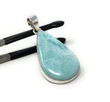 Larimar Pendant, Gemstone Pendant, Bohemian Jewelry, Sterling Silver Pendant, Natural Gemstone Pendant, 50mm x 22.35mm