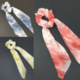 Printed Chiffon Scrunchies for Women, Ponytail Holder Hair Tie for Girls, Long Tail Scarf Scrunchies for Women, Gifts for Girls
