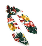 Printed Floral Scrunchies for Women, Ponytail Holder Hair Tie for Girls, Long Tail Scarf Scrunchies for Women, Scarf Scrunchies