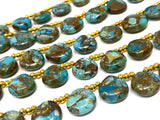 Arizona Copper Turquoise Gemstone Beads, Healing Crystal Beads, Mohave Turquoise Beads, Jewelry Supplies, Bulk Wholesale Beads, 8" Strand