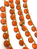 Mohave Orange Copper Turquoise Beads, Gemstone Beads, Wholesale Bulk Beads for DIY Jewelry Making, Jewelry Supplies, 8" Strand