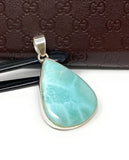 Larimar Pendant, Gemstone Pendant, Bohemian Jewelry, Sterling Silver Pendant, Natural Gemstone Pendant, 48.25x 27mm