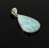 Larimar Pendant, Gemstone Pendant, Bohemian Jewelry, Sterling Silver Pendant, Natural Gemstone Pendant, 48.25x 27mm