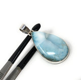 Larimar Pendant, Gemstone Pendant, Bohemian Jewelry, Sterling Silver Pendant, Natural Gemstone Pendant, 48.5 x 22.75mm