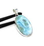 Larimar Pendant, Gemstone Pendant, Sterling Silver Pendant, Bohemian Jewelry, Natural Gemstone Pendant, 49.5mm X 23.5mm