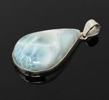 Larimar Pendant, Gemstone Pendant, Bohemian Jewelry, Sterling Silver Pendant, Natural Gemstone Pendant, 54.75mm X 26.75mm