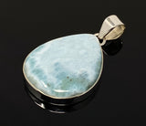 Larimar Pendant, Gemstone Pendant, Bohemian Jewelry, Sterling Silver Pendant, Natural Gemstone Pendant, 46mm X 26.75mm