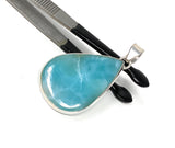 Larimar Pendant, Gemstone Pendant, Bohemian Jewelry, Sterling Silver Pendant, Natural Gemstone Pendant, 51mm X 27.3mm