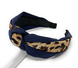 Wide Leopard Print Knotted Headband for Girls, Vintage Style Turban Hairband, 1 Pc