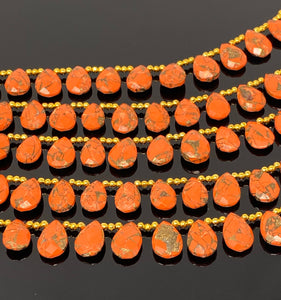 Mohave Orange Copper Turquoise Beads, Gemstone Beads, Wholesale Bulk Beads for DIY Jewelry Making, Jewelry Supplies, 8" Strand