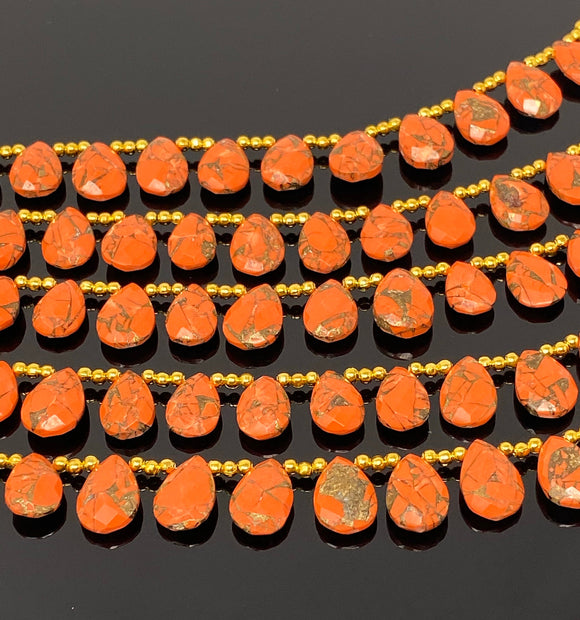 Mohave Orange Copper Turquoise Beads, Gemstone Beads, Wholesale Bulk Beads for DIY Jewelry Making, Jewelry Supplies, 8