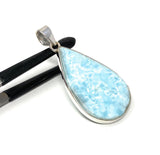 Larimar Pendant, Gemstone Pendant, Bohemian Jewelry, Sterling Silver Pendant, Natural Gemstone Pendant, 58.2mm X 28.35mm