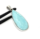 Larimar Pendant, Gemstone Pendant, Bohemian Jewelry, Sterling Silver Pendant, Natural Gemstone Pendant, 59Mm x 22mm