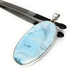 Larimar Pendant, Gemstone Pendant, Sterling Silver Pendant, Bohemian Jewelry, Natural Gemstone Pendant, 76.5mm X 32.25mm
