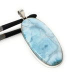 Larimar Pendant, Gemstone Pendant, Sterling Silver Pendant, Bohemian Jewelry, Natural Gemstone Pendant, 76.5mm X 32.25mm