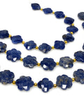 Sodalite Beads - Flower Shape, Gemstone Beads, Jewelry Supplies for Jewelry Making, Wholesale Beads, Bulk Beads, 8"Strand
