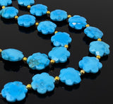 8" Arizona Turquoise Gemstone Beads - Flower Shape, Jewelry Supplies forJewelry Making, Wholesale Bulk Beads