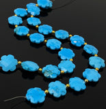 8" Arizona Turquoise Gemstone Beads - Flower Shape, Jewelry Supplies forJewelry Making, Wholesale Bulk Beads