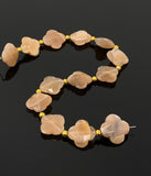 Natural Peach Moonstone Beads - Flower Shape , Gemstone Beads, Jewelry Supplies for Jewelry Making, Wholesale Beads, Bulk Beads , 8" Strand